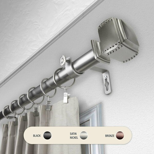 Kd Encimera 1 in. Studded Curtain Rod with 28 to 48 in. Extension, Satin Nickel KD3726079